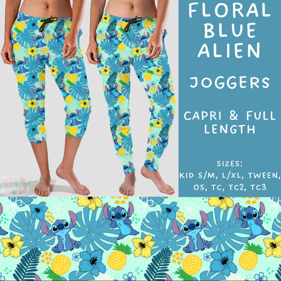 Preorder Custom Styles - Floral Blue Alien - Closes 23 Sep - ETA early Dec 2024 Leggings