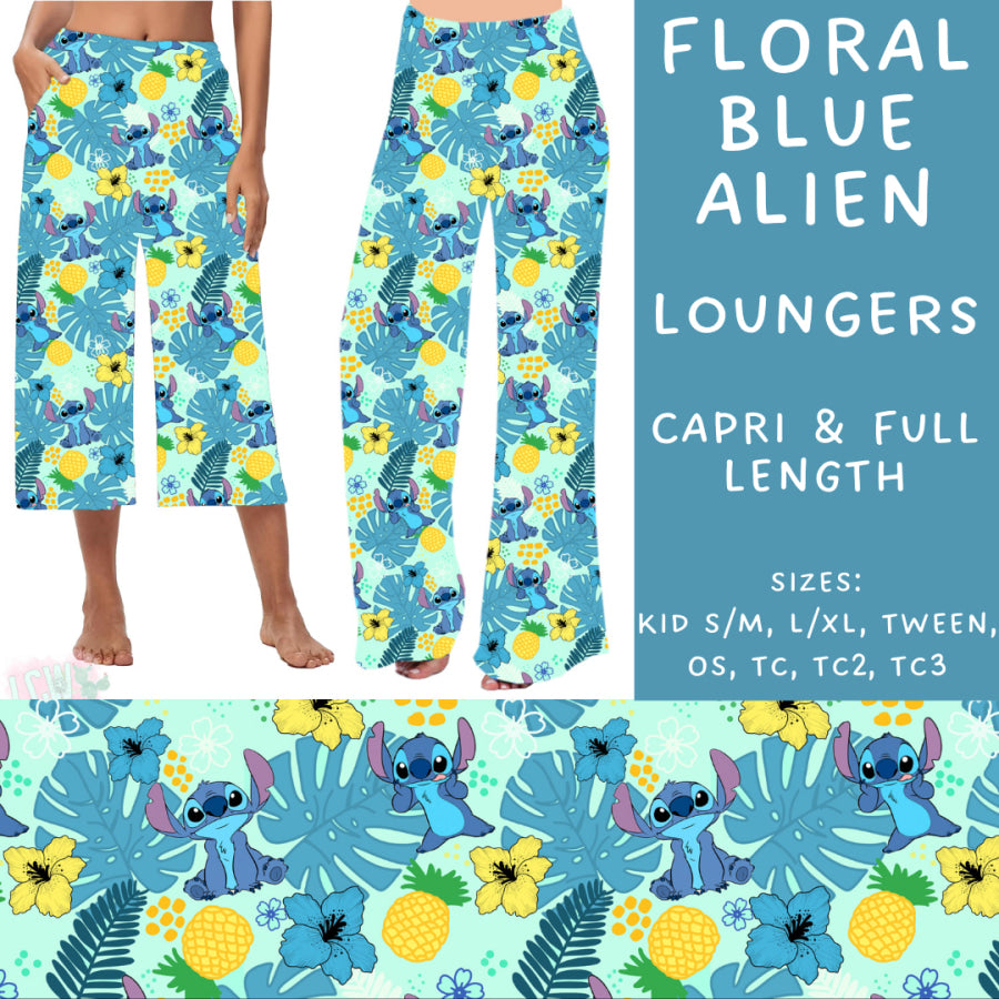 Preorder Custom Styles - Floral Blue Alien - Closes 23 Sep - ETA early Dec 2024 Leggings