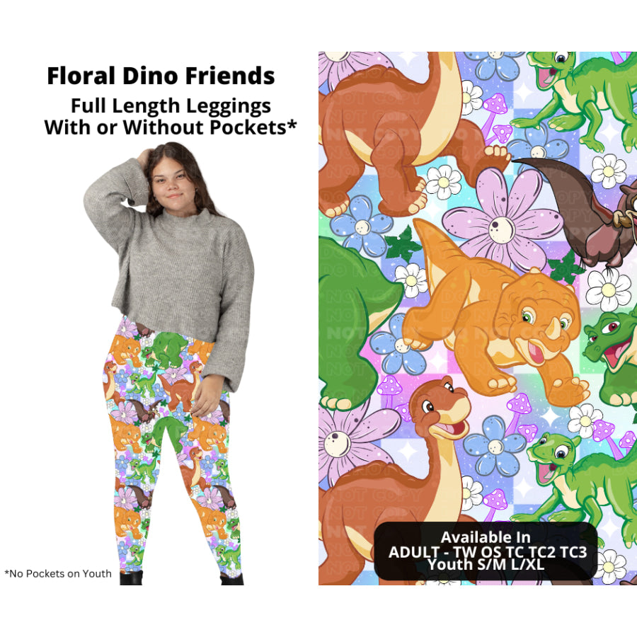 PREORDER Custom Styles - Floral Dino Friends - Closes 21 Nov - ETA late Feb 2025 Leggings