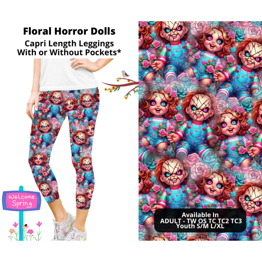 PREORDER Custom Styles - Floral Horror Dolls - Closes 27 Jan - ETA late Apr 2025 Leggings