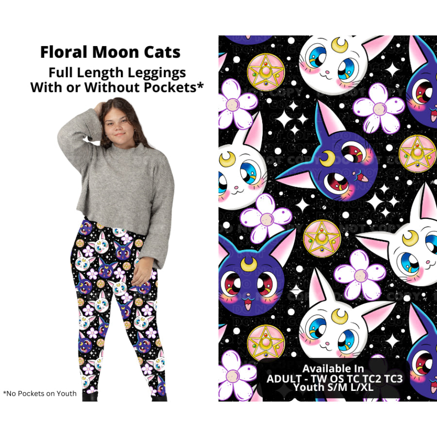 PREORDER Custom Styles - Floral Moon Cats - Closes 21 Nov - ETA late Feb 2025 Leggings