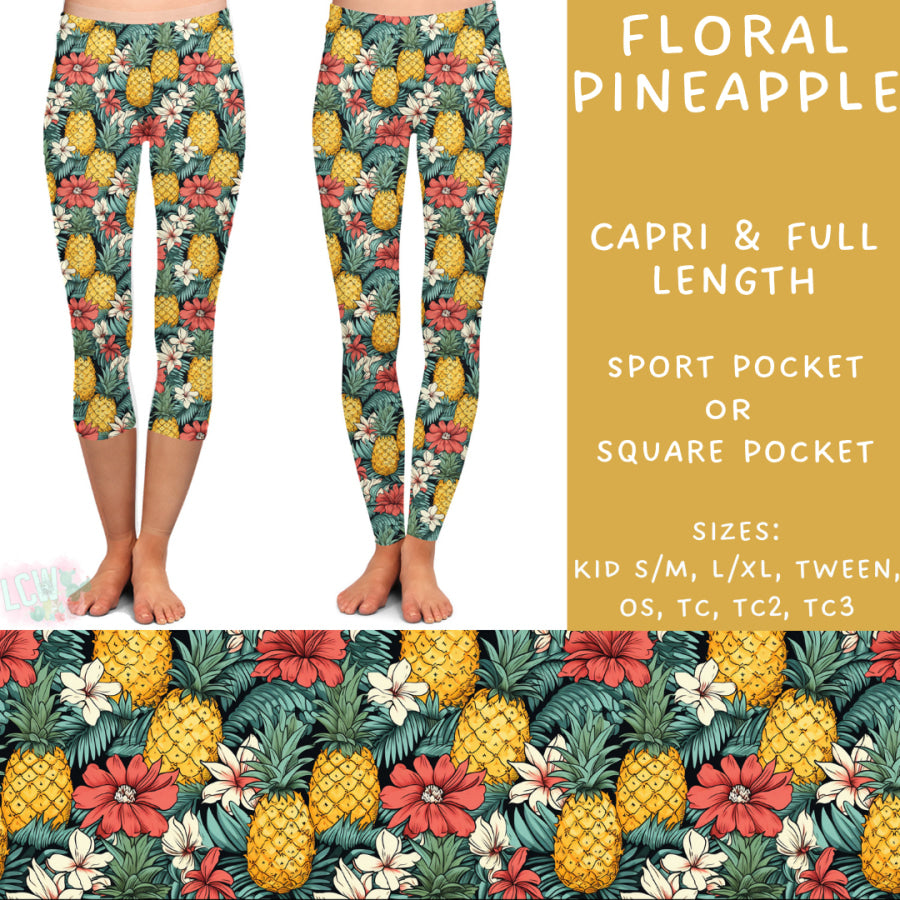 Preorder Custom Styles - Floral Pineapple - Closes 29 May - ETA late Aug 2025 Leggings