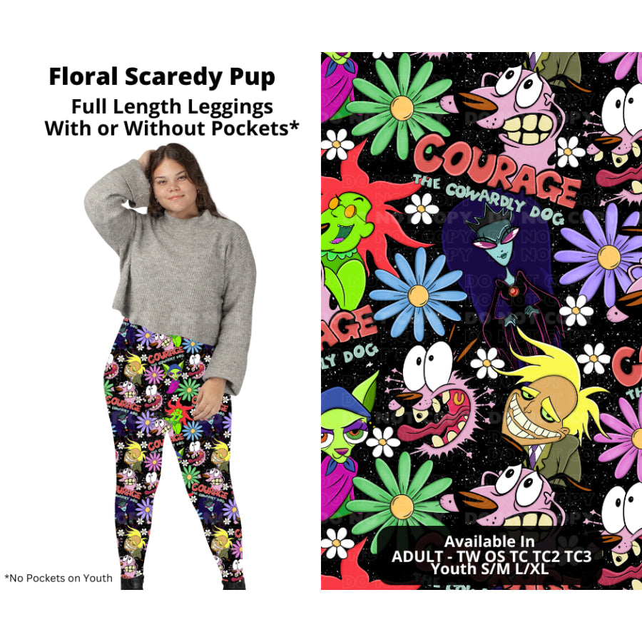 PREORDER Custom Styles - Floral Scaredy Pup - Closes 21 Nov - ETA late Feb 2025 Leggings