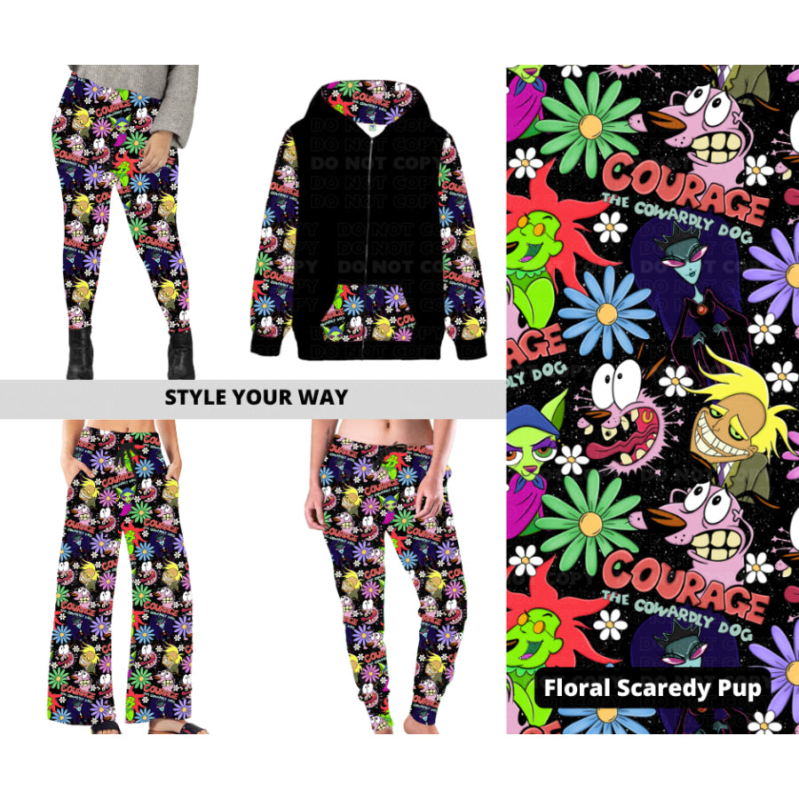 PREORDER Custom Styles - Floral Scaredy Pup - Closes 21 Nov - ETA late Feb 2025 Leggings