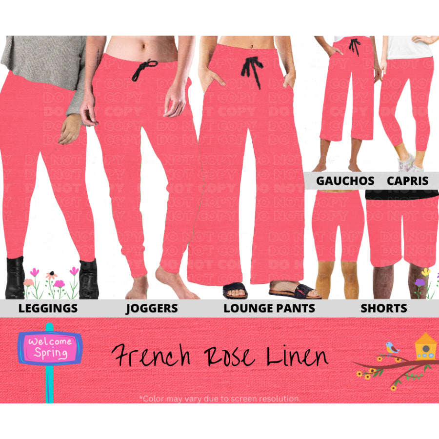 PREORDER Custom Styles - French Rose Linen - Closes 8 Jan - ETA late Apr 2025 Leggings