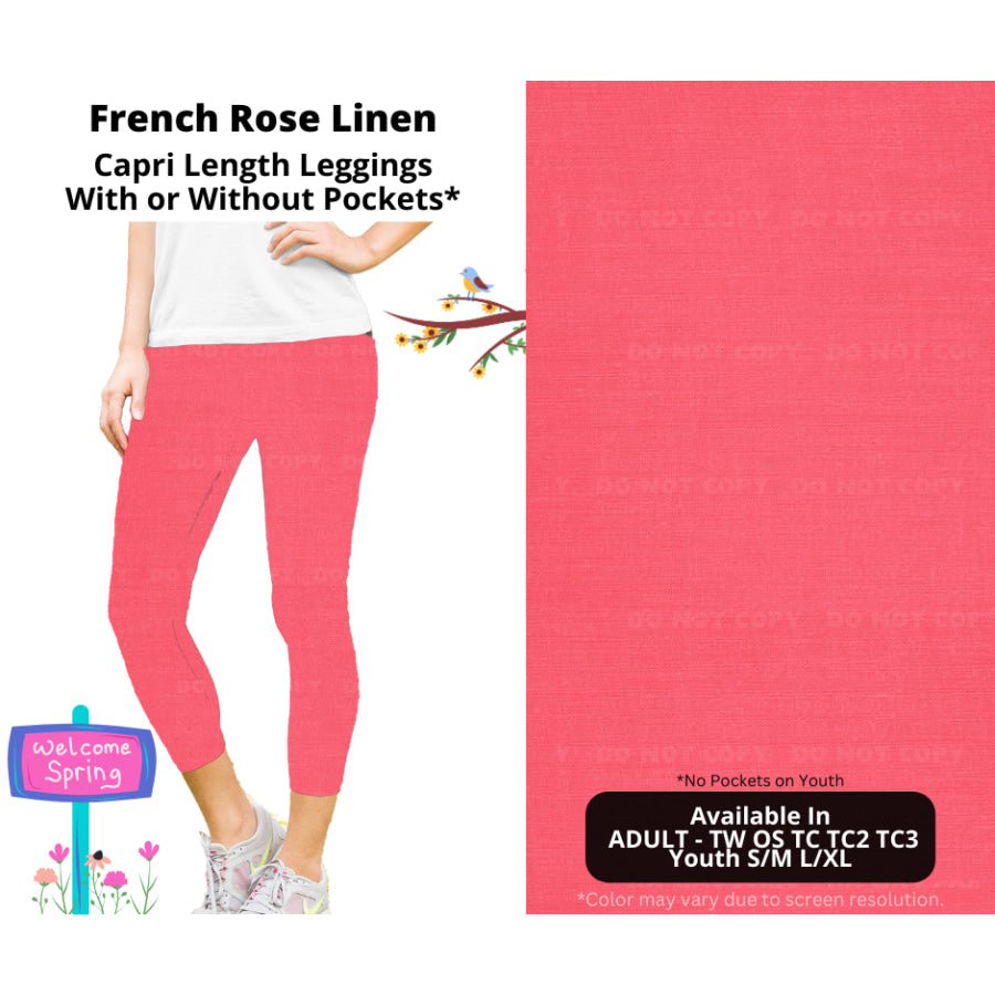 PREORDER Custom Styles - French Rose Linen - Closes 8 Jan - ETA late Apr 2025 Leggings