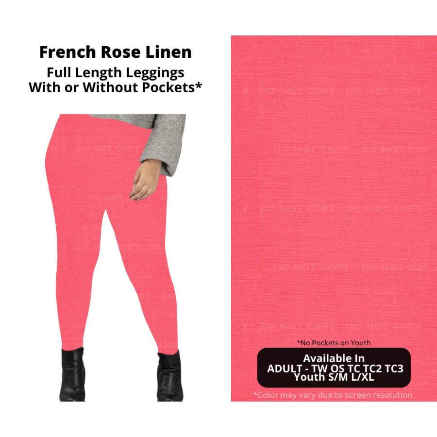 PREORDER Custom Styles - French Rose Linen - Closes 8 Jan - ETA late Apr 2025 Leggings