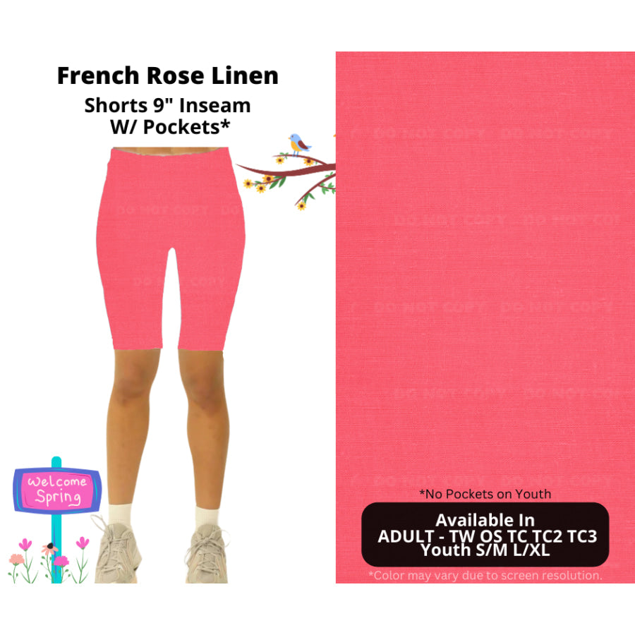 PREORDER Custom Styles - French Rose Linen - Closes 8 Jan - ETA late Apr 2025 Leggings