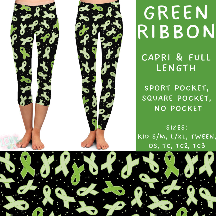 Preorder Custom Styles - Green Ribbon - Closes 10 Jan - ETA early Apr 2025 Leggings