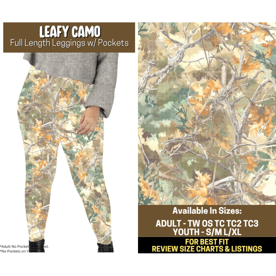 Preorder Custom Styles Leafy Camo Closes 12 Sep ETA mid Jan 2026 Leggings