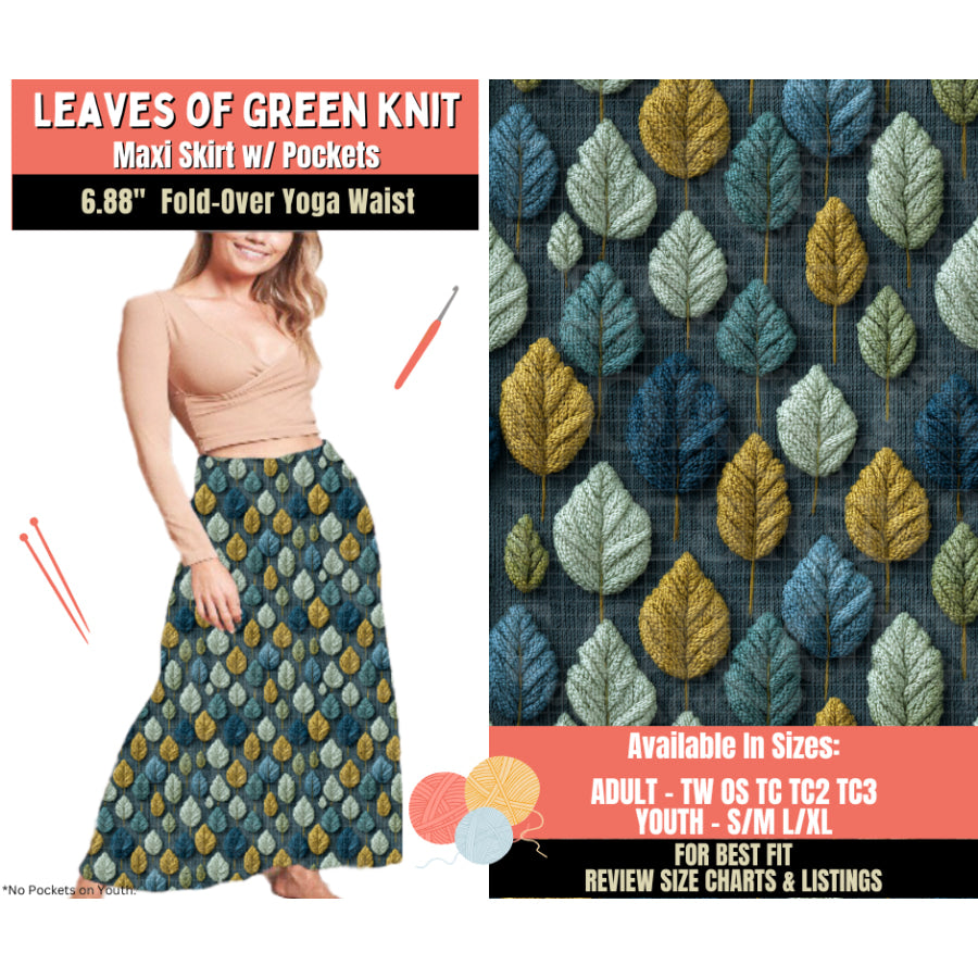 Preorder Custom Styles - Leaves Of Green Knit - Closes 1 Oct - ETA Early Feb 2026 Leggings