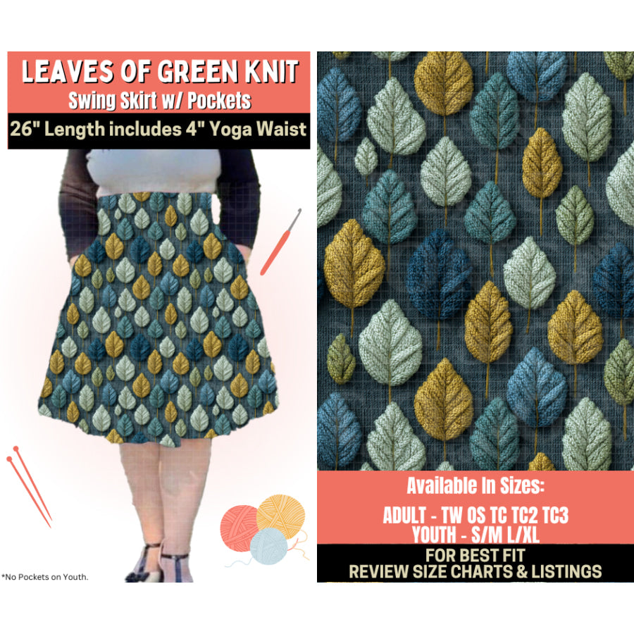 Preorder Custom Styles - Leaves Of Green Knit - Closes 1 Oct - ETA Early Feb 2026 Leggings