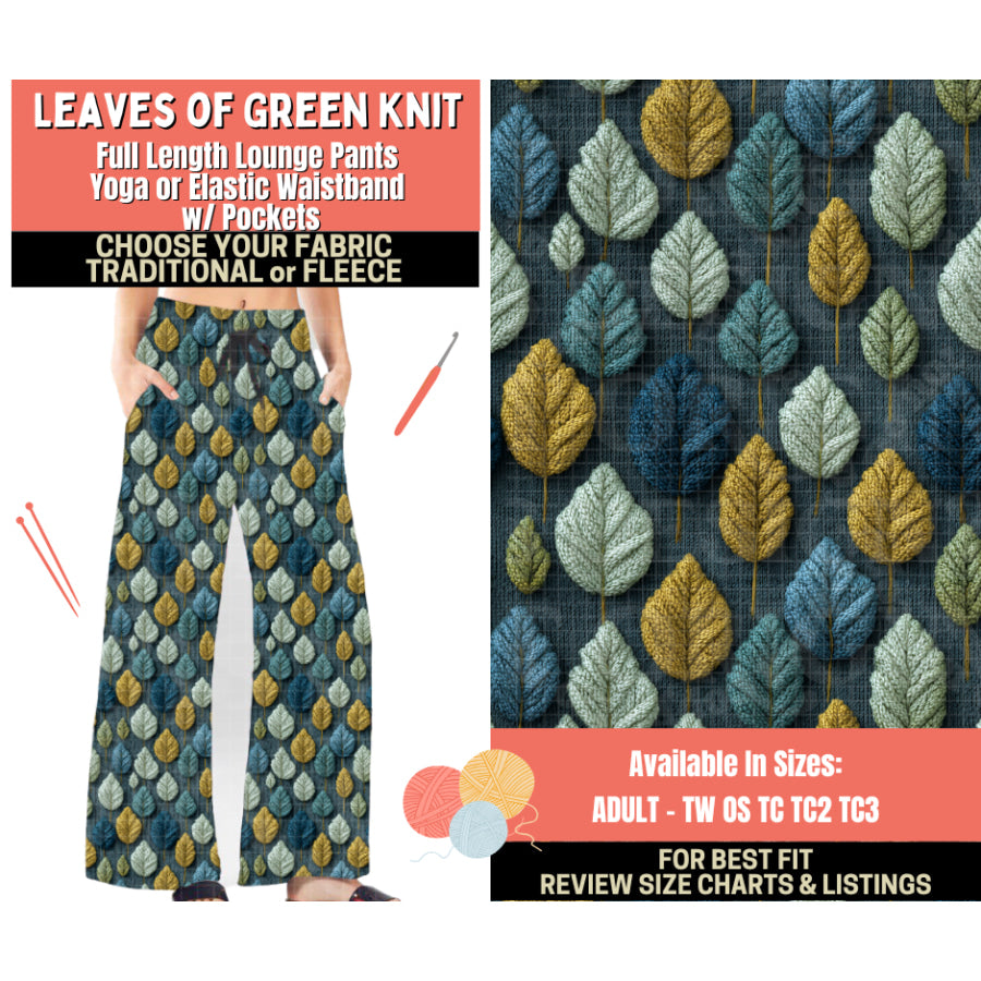Preorder Custom Styles - Leaves Of Green Knit - Closes 1 Oct - ETA Early Feb 2026 Leggings