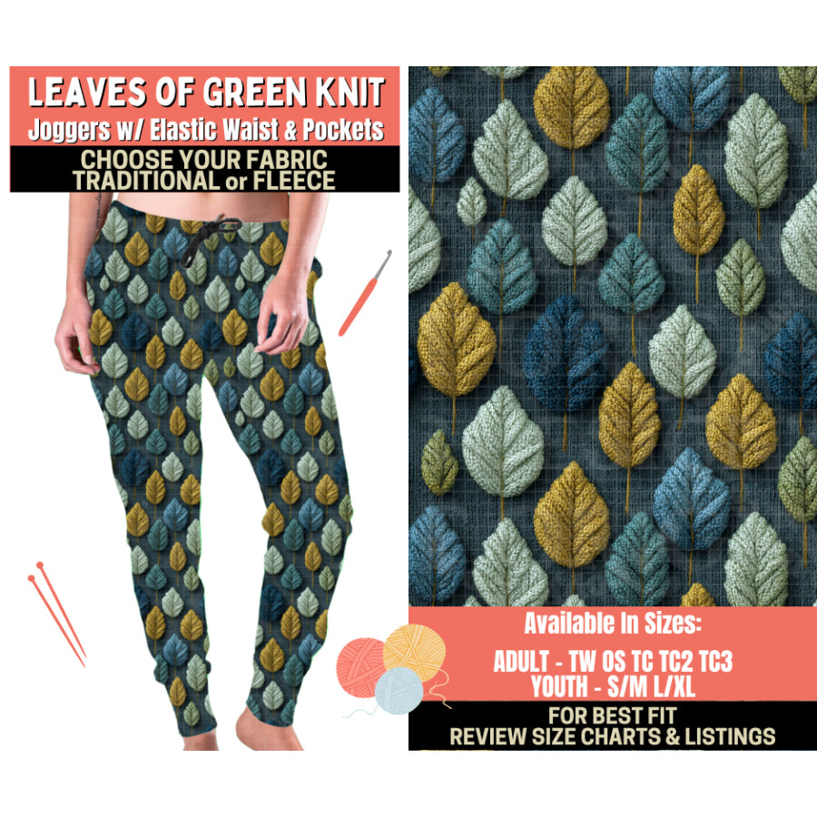 Preorder Custom Styles - Leaves Of Green Knit - Closes 1 Oct - ETA Early Feb 2026 Leggings