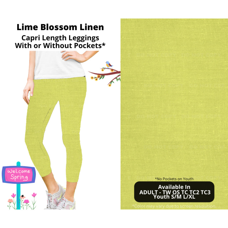 PREORDER Custom Styles - Lime Blossom Linen - Closes 8 Jan - ETA late Apr 2025 Leggings