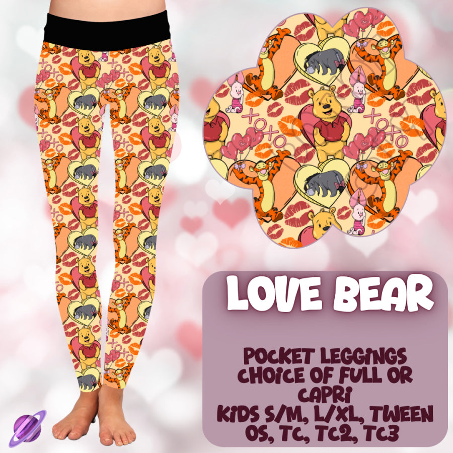 PREORDER Custom Styles - Love Bear - Closes 2 Dec - ETA mid Feb 2025 Leggings