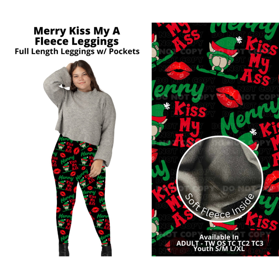 PREORDER Custom Styles - Merry Kiss My A - Closes 7 Oct - ETA late Dec 2024 Leggings