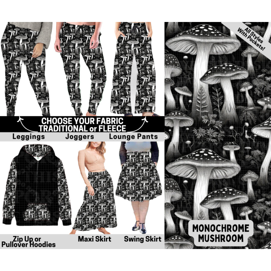 Preorder Custom Styles - Monochrome Mushroom - Closes 6 Oct - ETA mid Feb 2026 Leggings