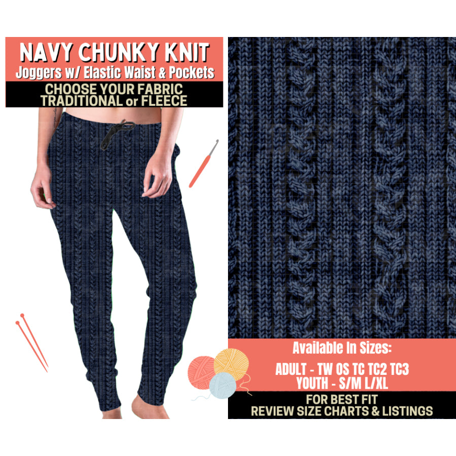 Preorder Custom Styles - Navy Chunky Knit - Closes 1 Oct - ETA Early Feb 2026 Leggings