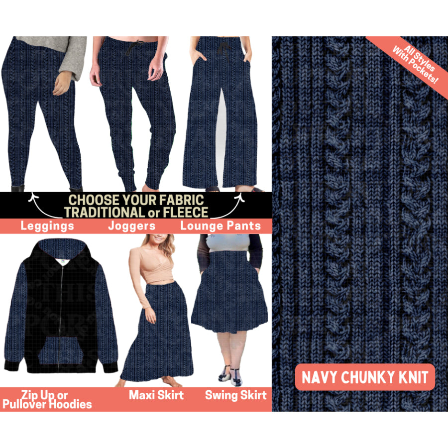 Preorder Custom Styles - Navy Chunky Knit - Closes 1 Oct - ETA Early Feb 2026 Leggings