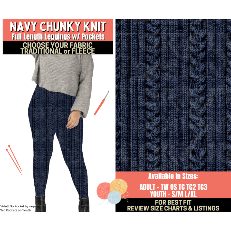 Preorder Custom Styles - Navy Chunky Knit - Closes 1 Oct - ETA Early Feb 2026 Leggings