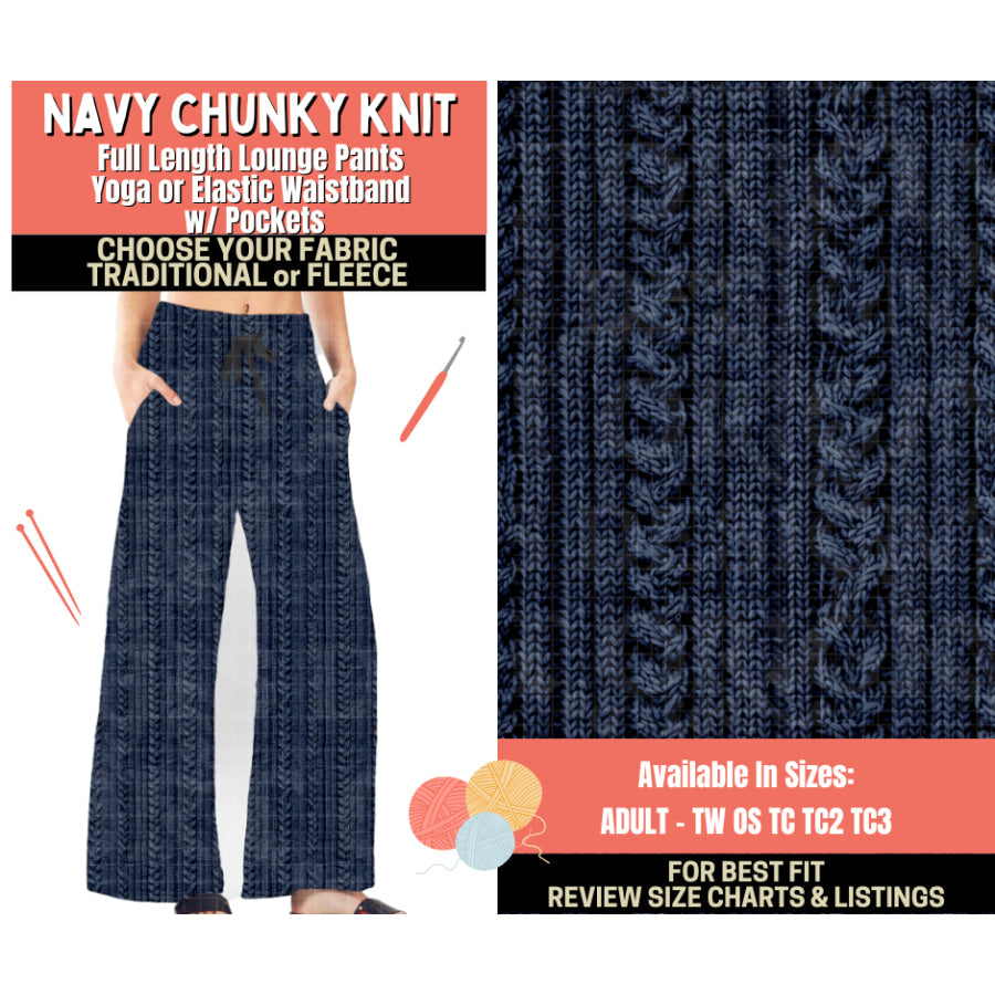 Preorder Custom Styles - Navy Chunky Knit - Closes 1 Oct - ETA Early Feb 2026 Leggings