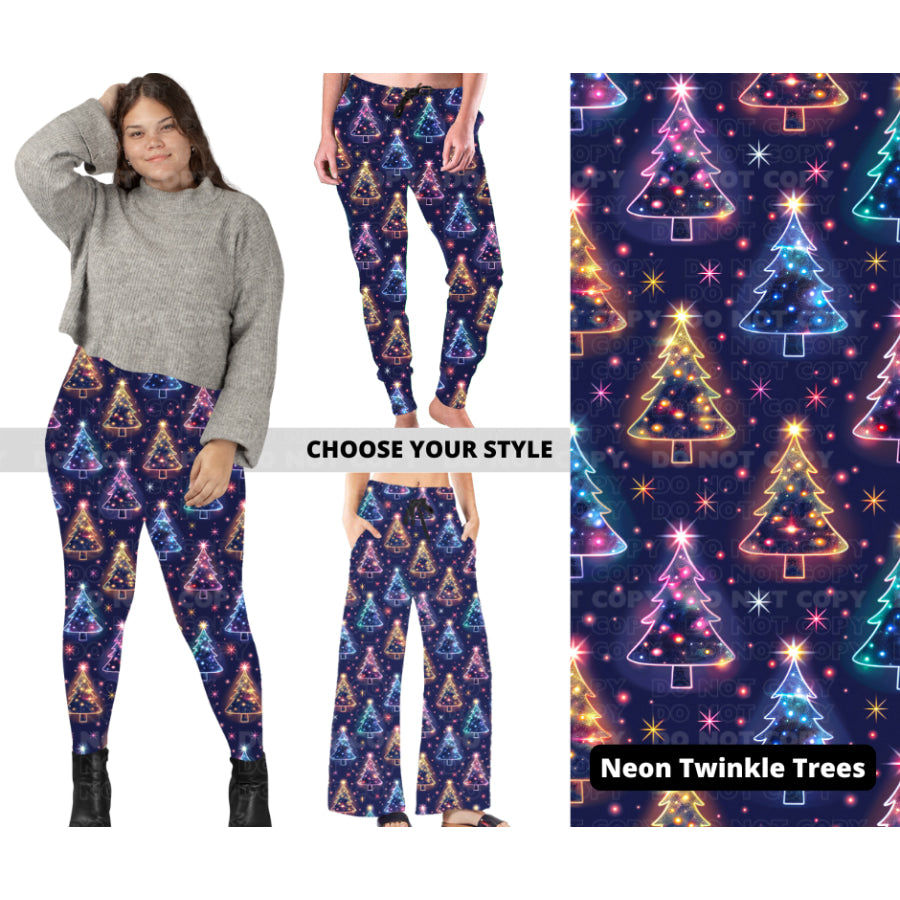 PREORDER Custom Styles - Neon Twinkle Trees - Closes 7 Oct - ETA late Dec 2024 Leggings