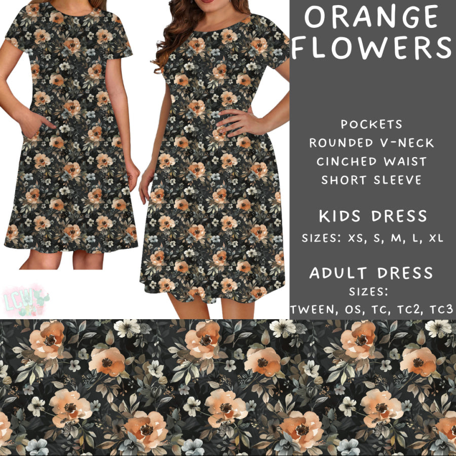 Preorder Custom Styles - Orange Flowers - Closes 10 Mar - ETA early Jun 2025 Leggings