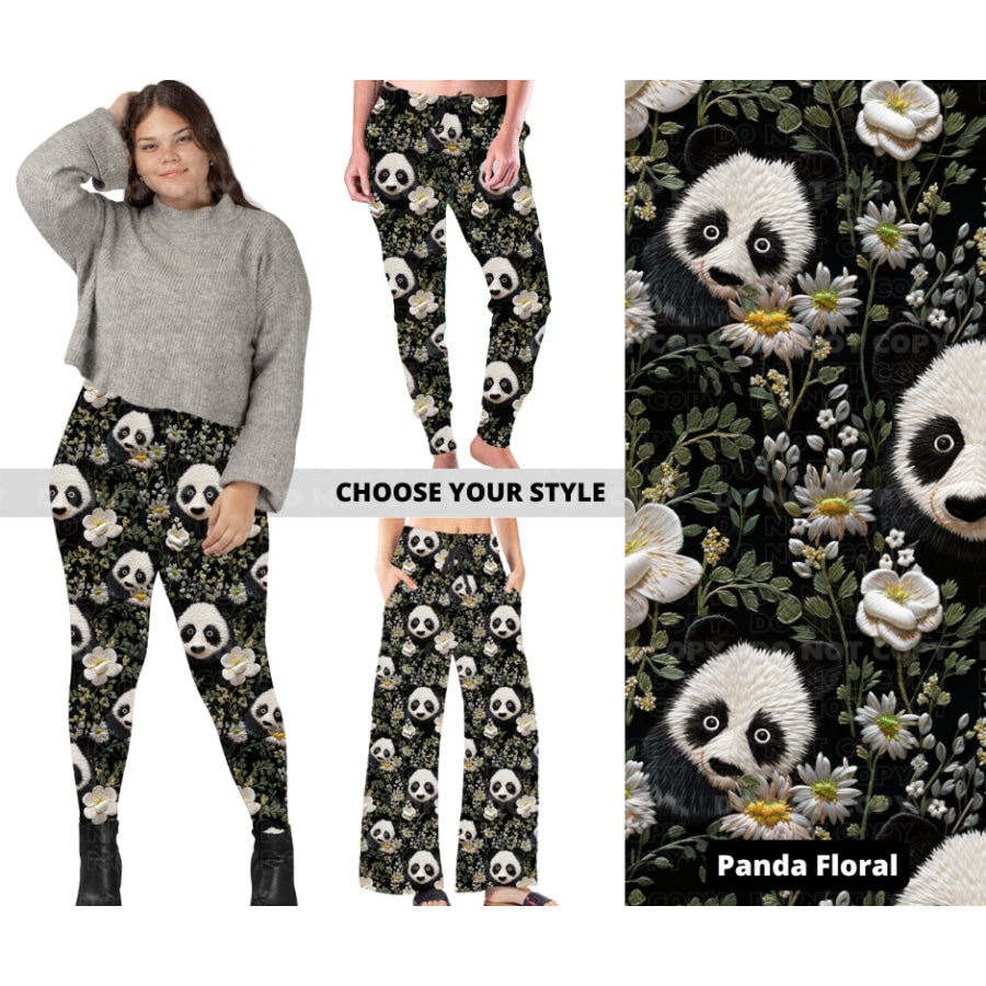 PREORDER Custom Styles - Panda Floral - Closes 14 Oct - ETA early Jan 2024 Leggings