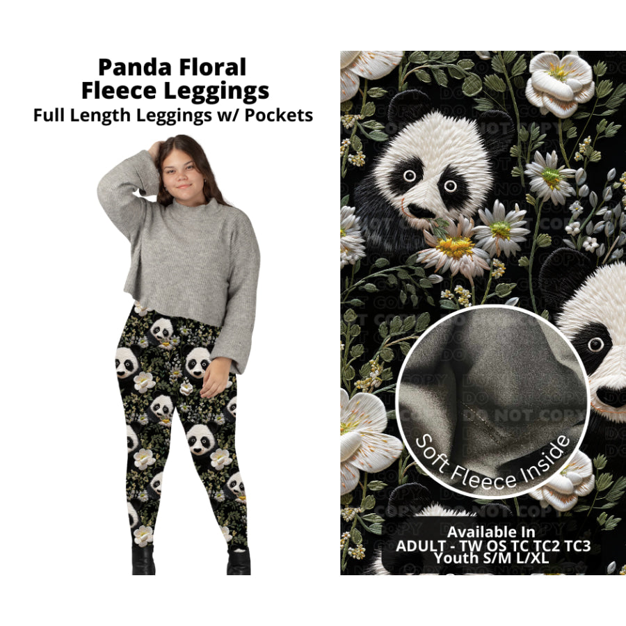 PREORDER Custom Styles - Panda Floral - Closes 14 Oct - ETA early Jan 2024 Leggings