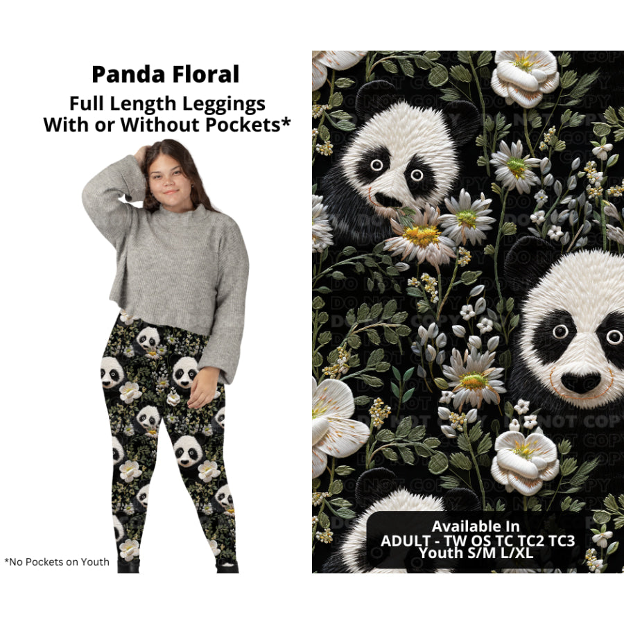 PREORDER Custom Styles - Panda Floral - Closes 14 Oct - ETA early Jan 2024 Leggings