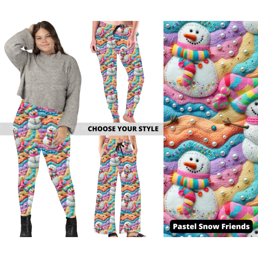 PREORDER Custom Styles - Pastel Snow Friends - Closes 18 Sep - ETA early Dec 2024 Leggings