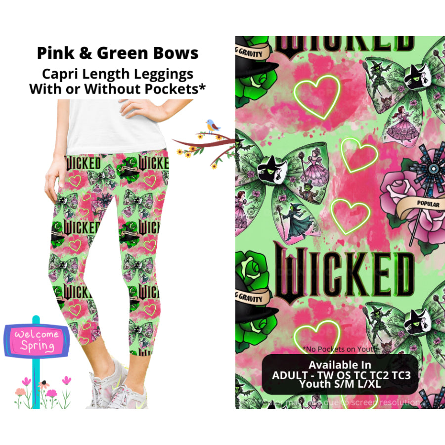 PREORDER Custom Styles - Pink and Green Bows - Closes 20 Jan - ETA late Apr 2025 Leggings