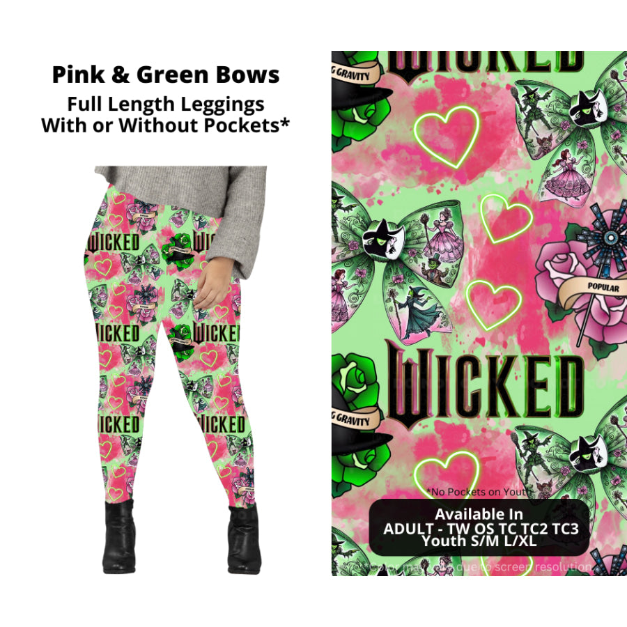 PREORDER Custom Styles - Pink and Green Bows - Closes 20 Jan - ETA late Apr 2025 Leggings