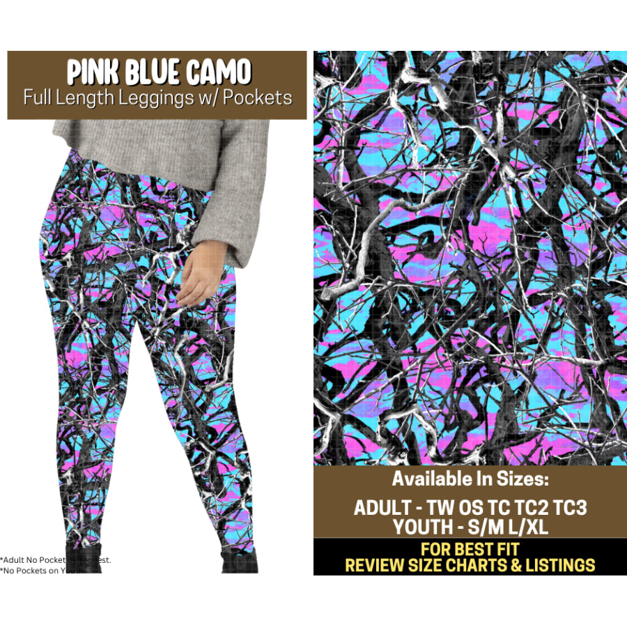 Preorder Custom Styles Pink Blue Camo Closes 12 Sep ETA mid Jan 2026 Leggings