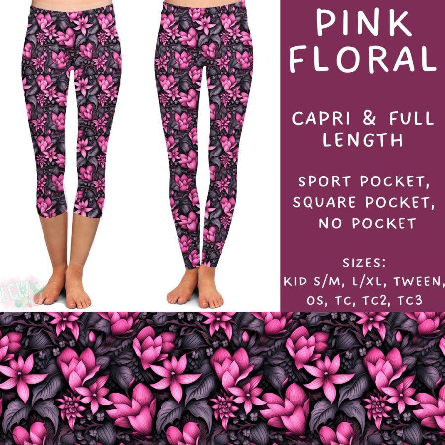 Preorder Custom Styles - Pink Floral - Closes 6 Dec - ETA late Feb 2025 Leggings