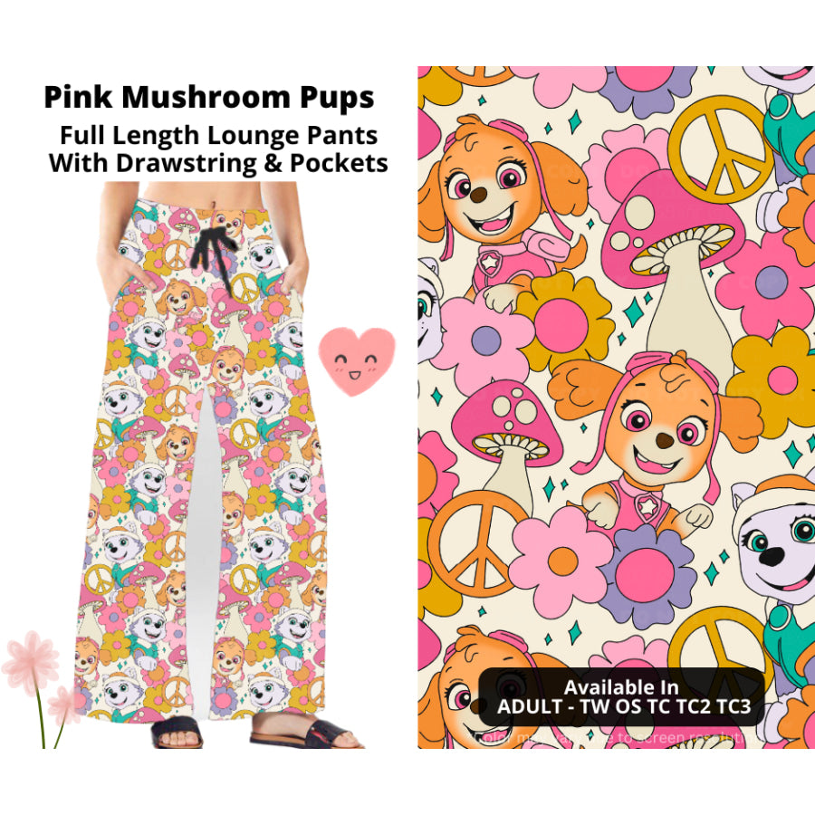 Preorder Custom Styles - Pink Mushroom Pups - Closes 3 Mar - ETA mid Jun 2025 Leggings