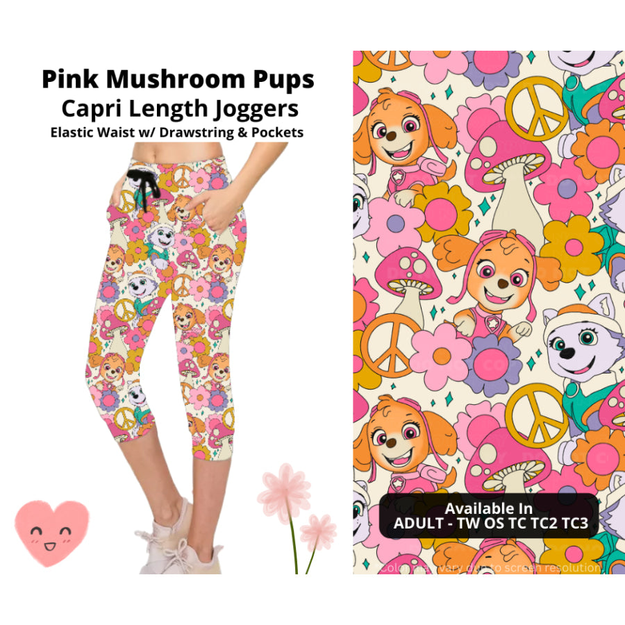 Preorder Custom Styles - Pink Mushroom Pups - Closes 3 Mar - ETA mid Jun 2025 Leggings