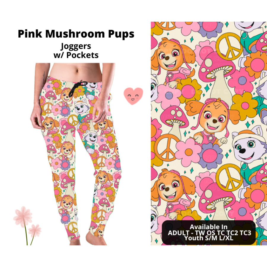 Preorder Custom Styles - Pink Mushroom Pups - Closes 3 Mar - ETA mid Jun 2025 Leggings