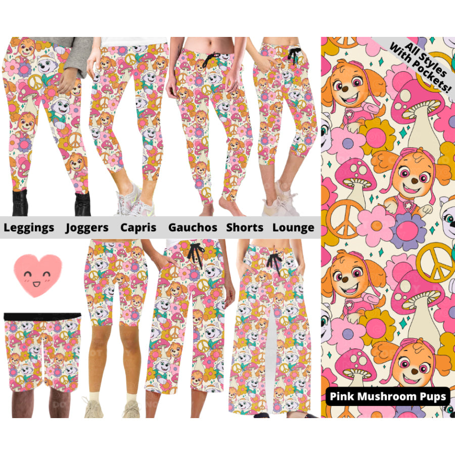 Preorder Custom Styles - Pink Mushroom Pups - Closes 3 Mar - ETA mid Jun 2025 Leggings