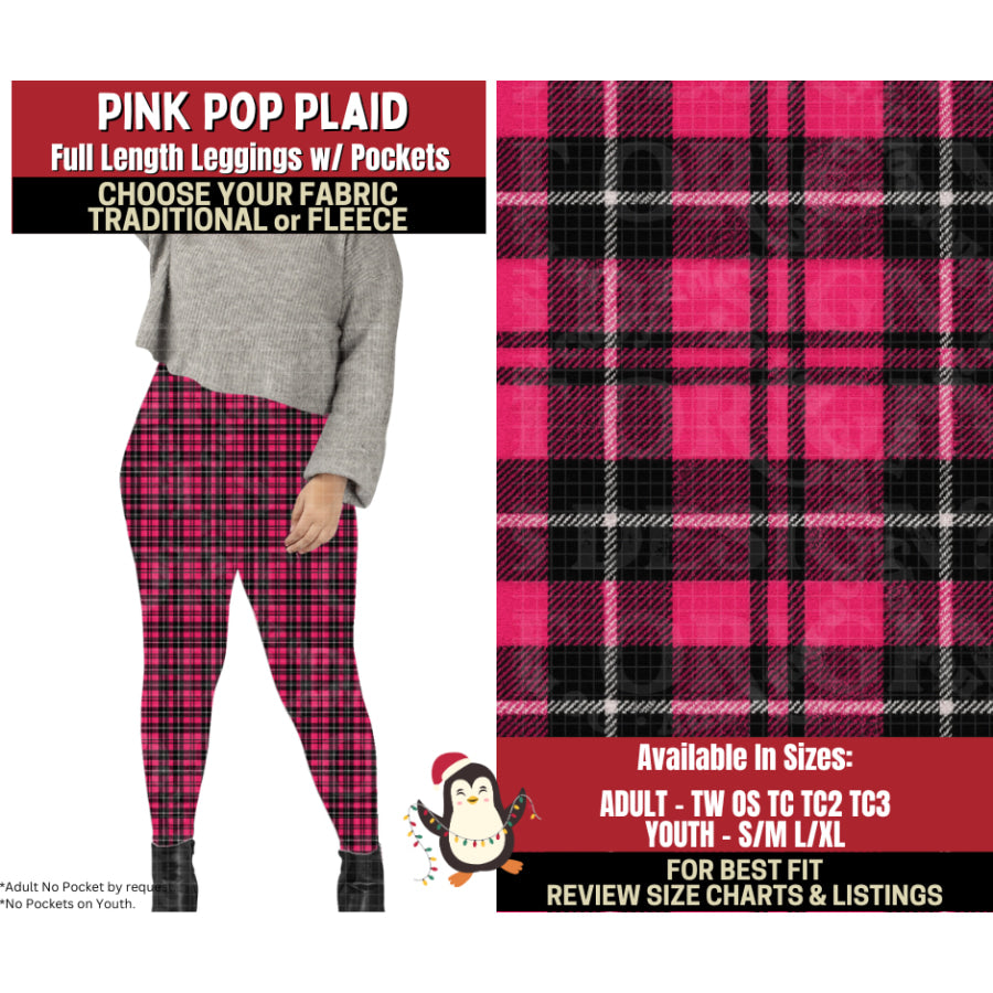 Preorder Custom Styles Pink Pop Plaid Closes 4 Sep ETA early Jan 2026 Leggings