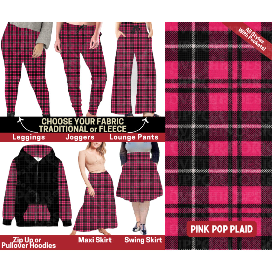 Preorder Custom Styles Pink Pop Plaid Closes 4 Sep ETA early Jan 2026 Leggings