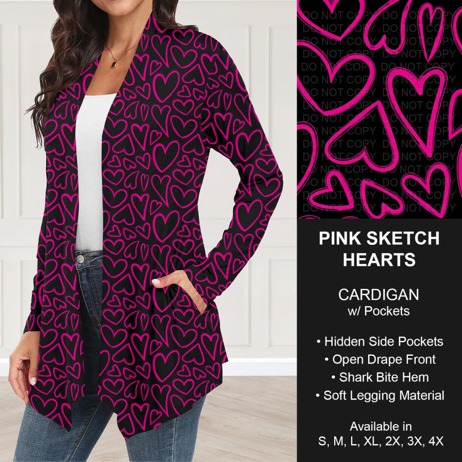 Preorder Custom Styles - Pink Sketch Hearts - Closes 2 Dec - ETA early Mar 2026 Loungewear