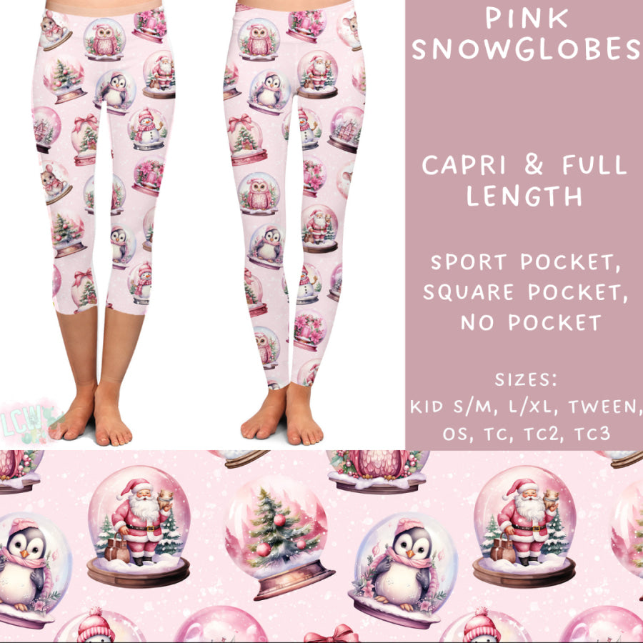 Preorder Custom Styles - Pink Snowglobes - Closes 31 Oct - ETA early Jan 2025 Leggings