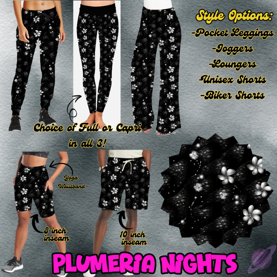 PREORDER Custom Styles - Plumeria Nights - Closes 26 Jan - ETA late Apr 2025 Leggings