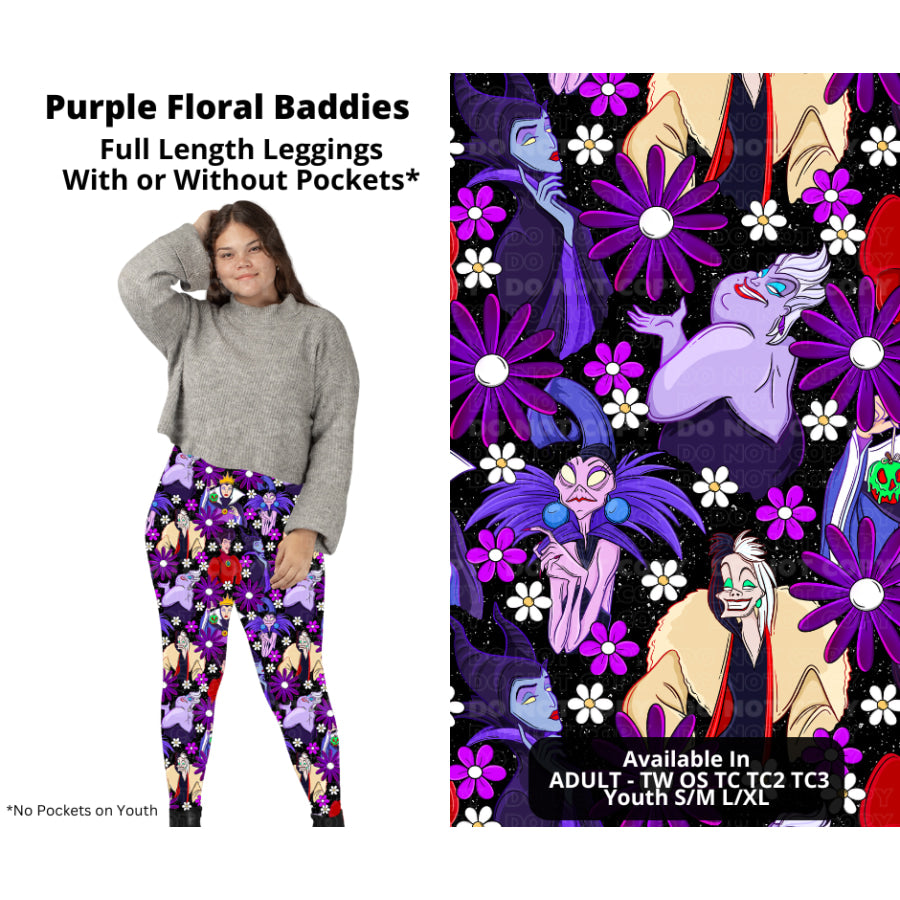 PREORDER Custom Styles - Purple Floral Baddies - Closes 21 Nov - ETA late Feb 2025 Leggings