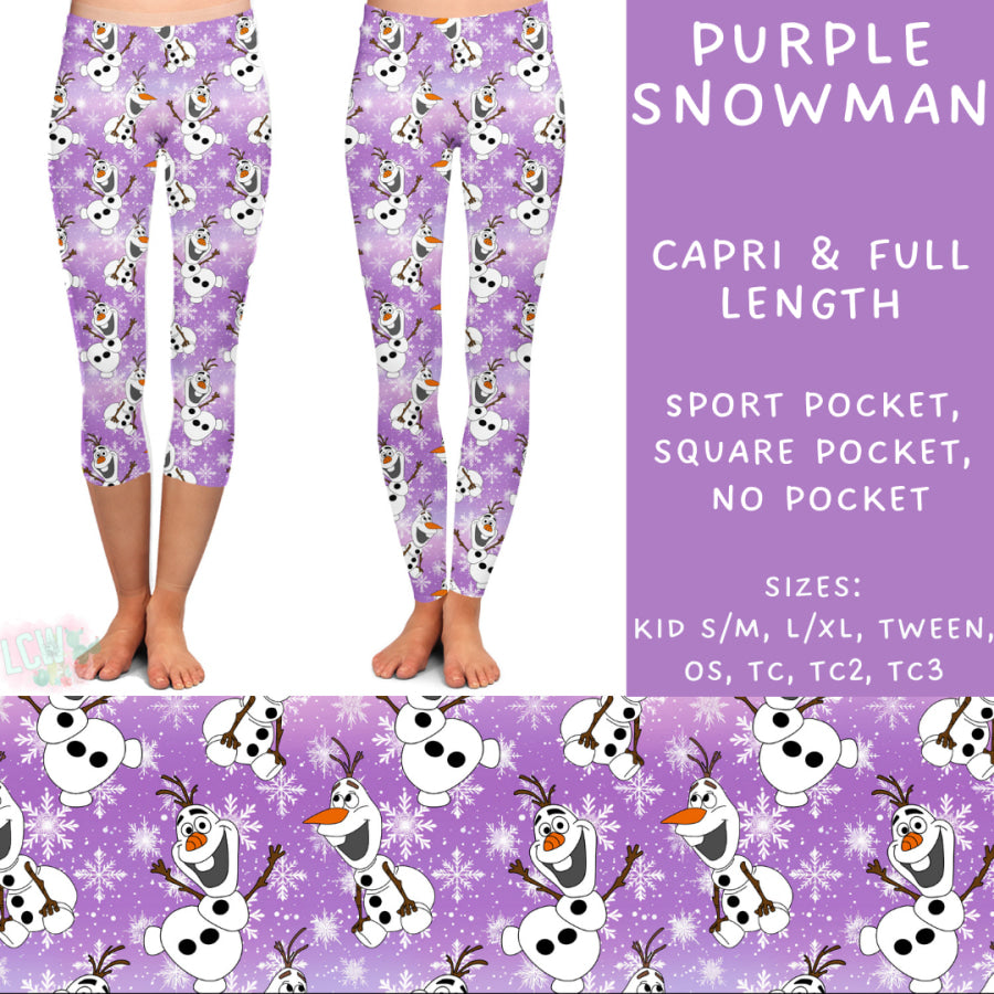 Preorder Custom Styles - Purple Snowman - Closes 31 Oct - ETA early Jan 2025 Leggings