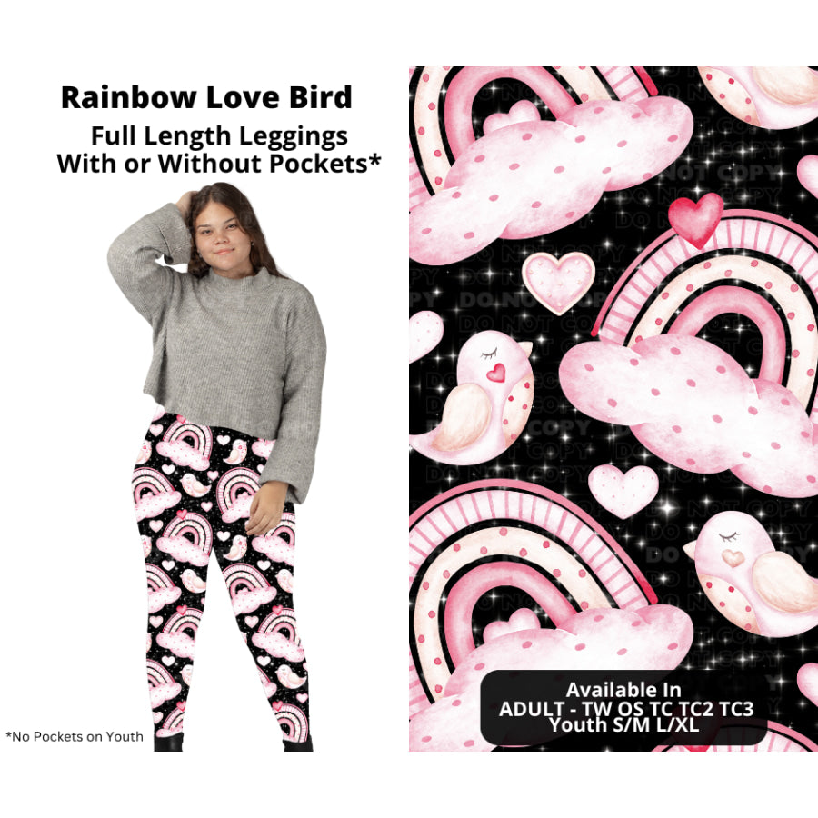 PREORDER Custom Styles - Rainbow Love Bird - Closes 28 Nov - ETA late Feb 2025 Leggings