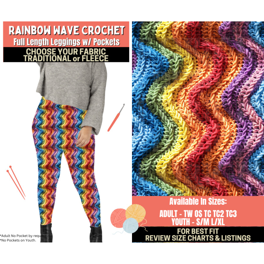 Preorder Custom Styles - Rainbow Wave Crochet - Closes 1 Oct - ETA Early Feb 2026 Leggings