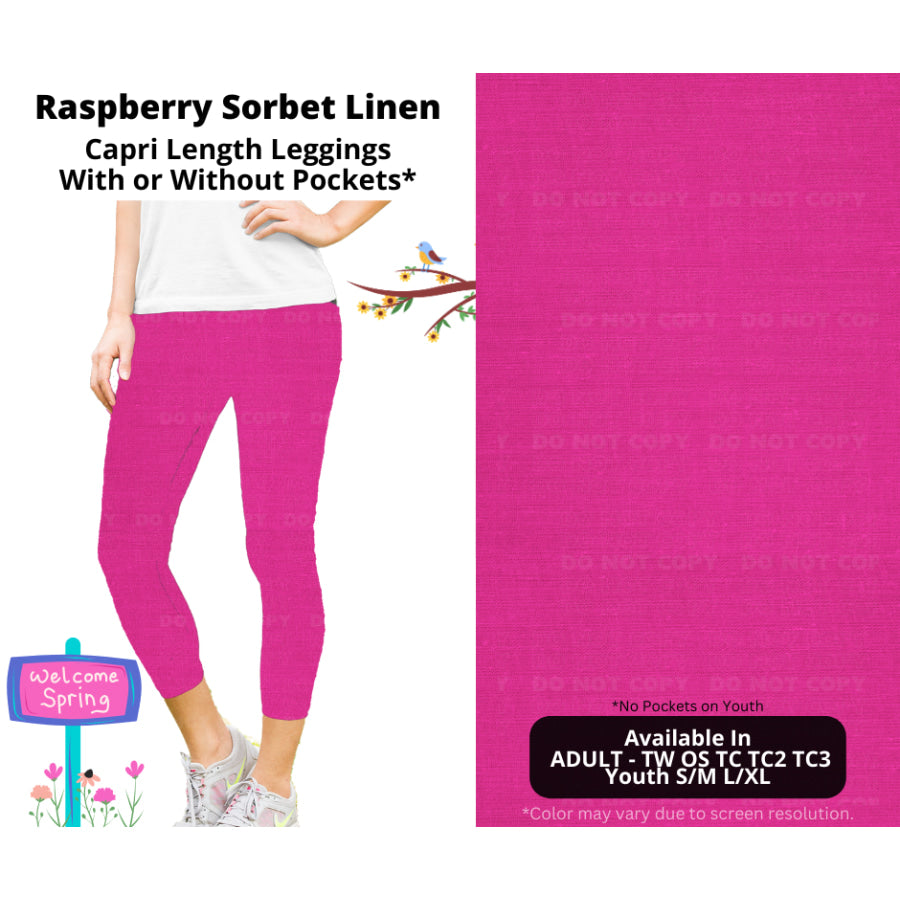 PREORDER Custom Styles - Raspberry Sorbet Linen - Closes 8 Jan - ETA late Apr 2025 Leggings